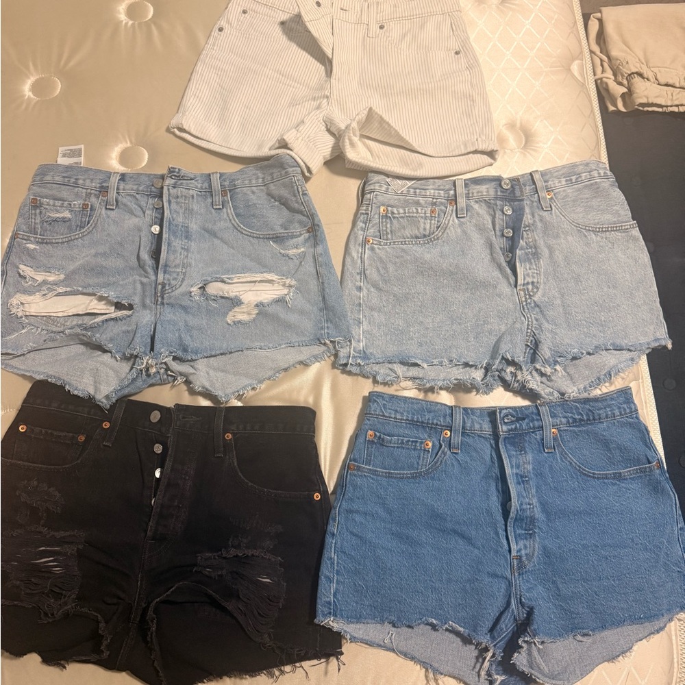Levi's Women's Jean Shorts - 501 White, Light Blue, Black, Blue - Picture 2 of 13
